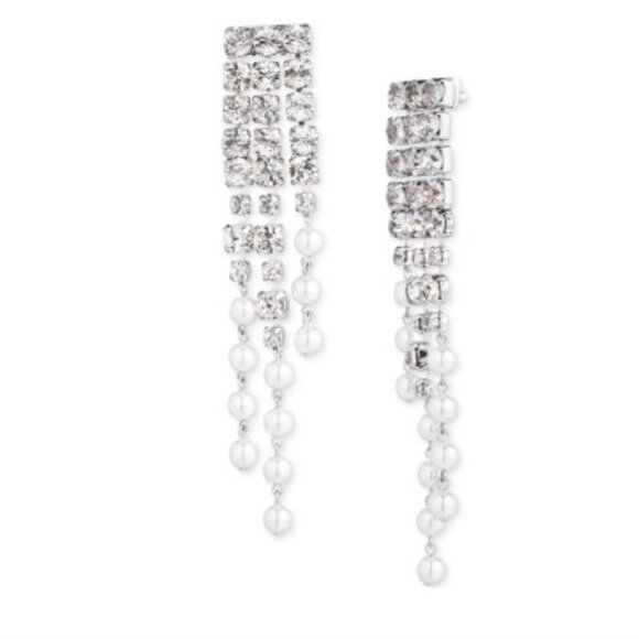 Givenchy Silver-Tone Crystal & Imitation Pearl Fringe Bracelet & Drop Earrings - Picture 3 of 4